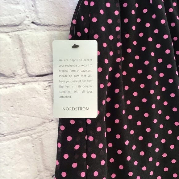 DR2 women pm black pink polka dot flutter short sleeves tie elastic waist dress - Picture 7 of 10